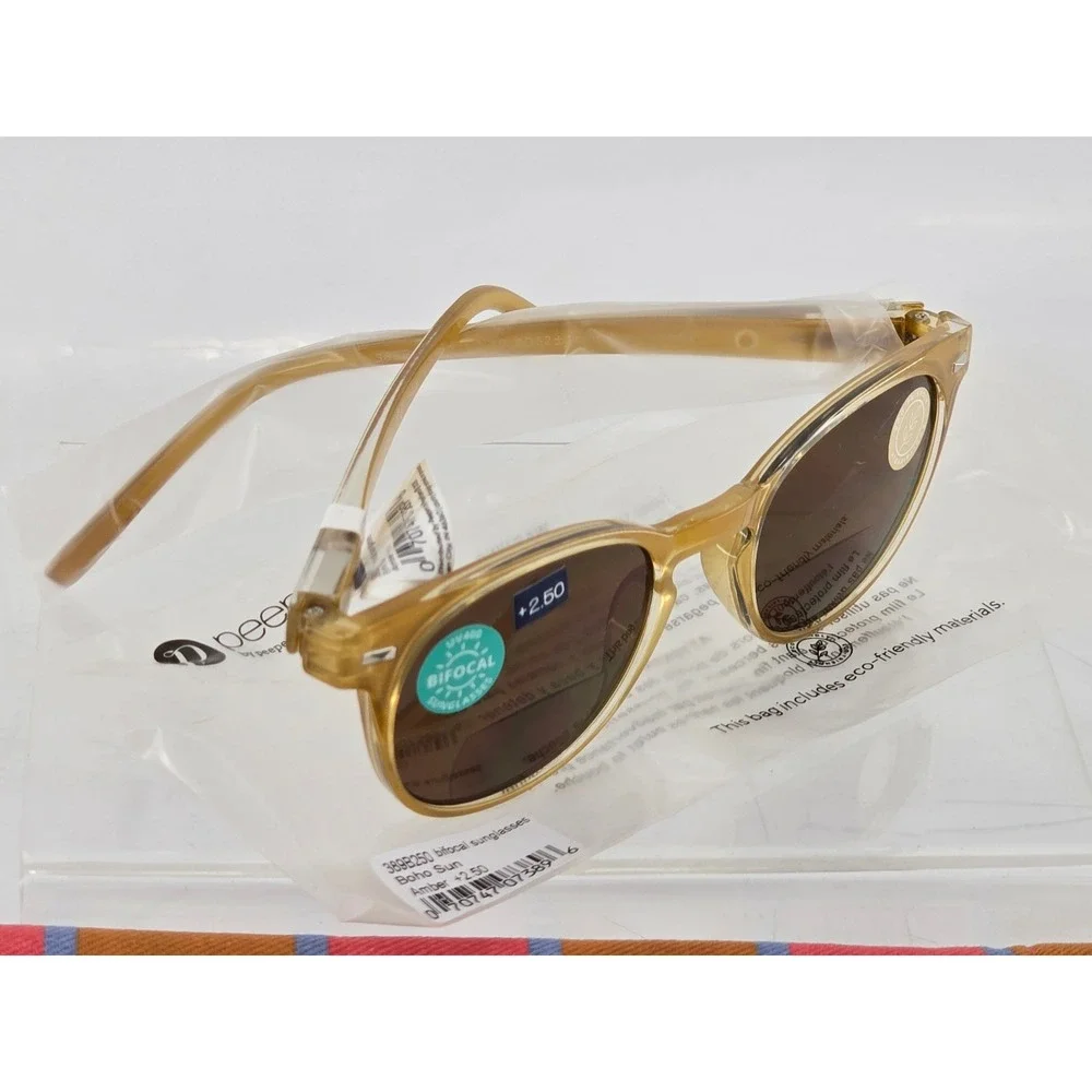 Peepers Boho Sun Bifocal Sunglasses Women +2.50 Amber Round 389B250 - New